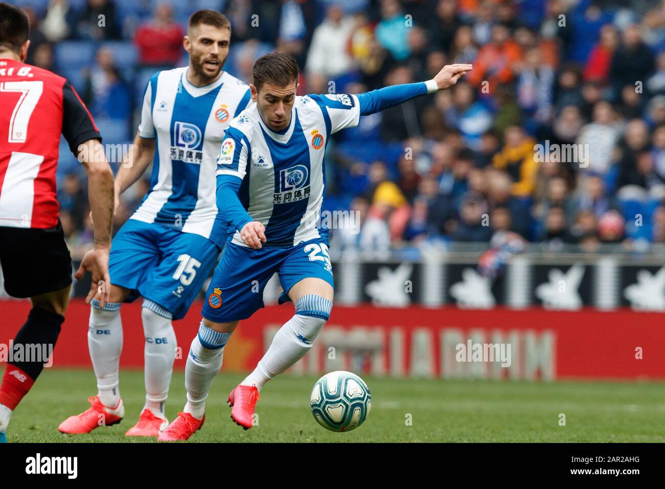 BARCELONA, SPAIN - JANUARY 24:.Adrian Embarba of RCD Espanyol during the Liga match between RCD Espanyol and FC Barcelona at RCD Stadium on January 24, 2020 in Barcelona, Spain. (Photo by DAX/ESPA-Images) Stock Photo