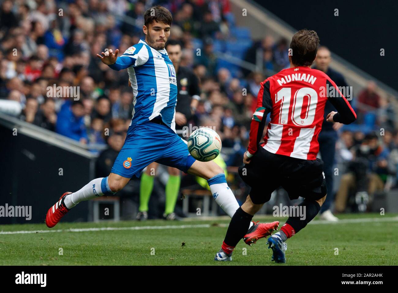BARCELONA, SPAIN - JANUARY 24:.Luis Lopez of RCD Espanyol during the Liga match between RCD Espanyol and FC Barcelona at RCD Stadium on January 24, 2020 in Barcelona, Spain. (Photo by DAX/ESPA-Images) Stock Photo