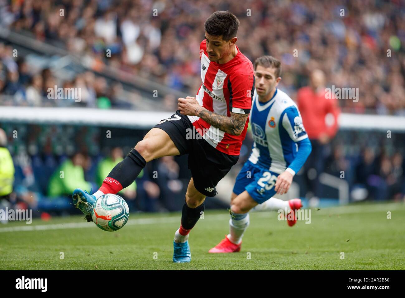 BARCELONA, SPAIN - JANUARY 24:.Yuri Berchiche of Athletic Club during the Liga match between RCD Espanyol and FC Barcelona at RCD Stadium on January 24, 2020 in Barcelona, Spain. (Photo by DAX/ESPA-Images) Stock Photo