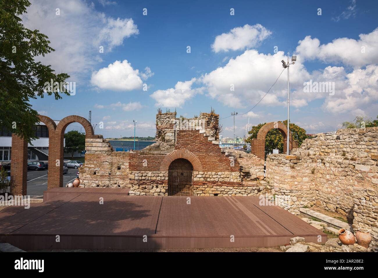 Ruins of an ancient theatre in Nessebar, Bulgaria Stock Photo