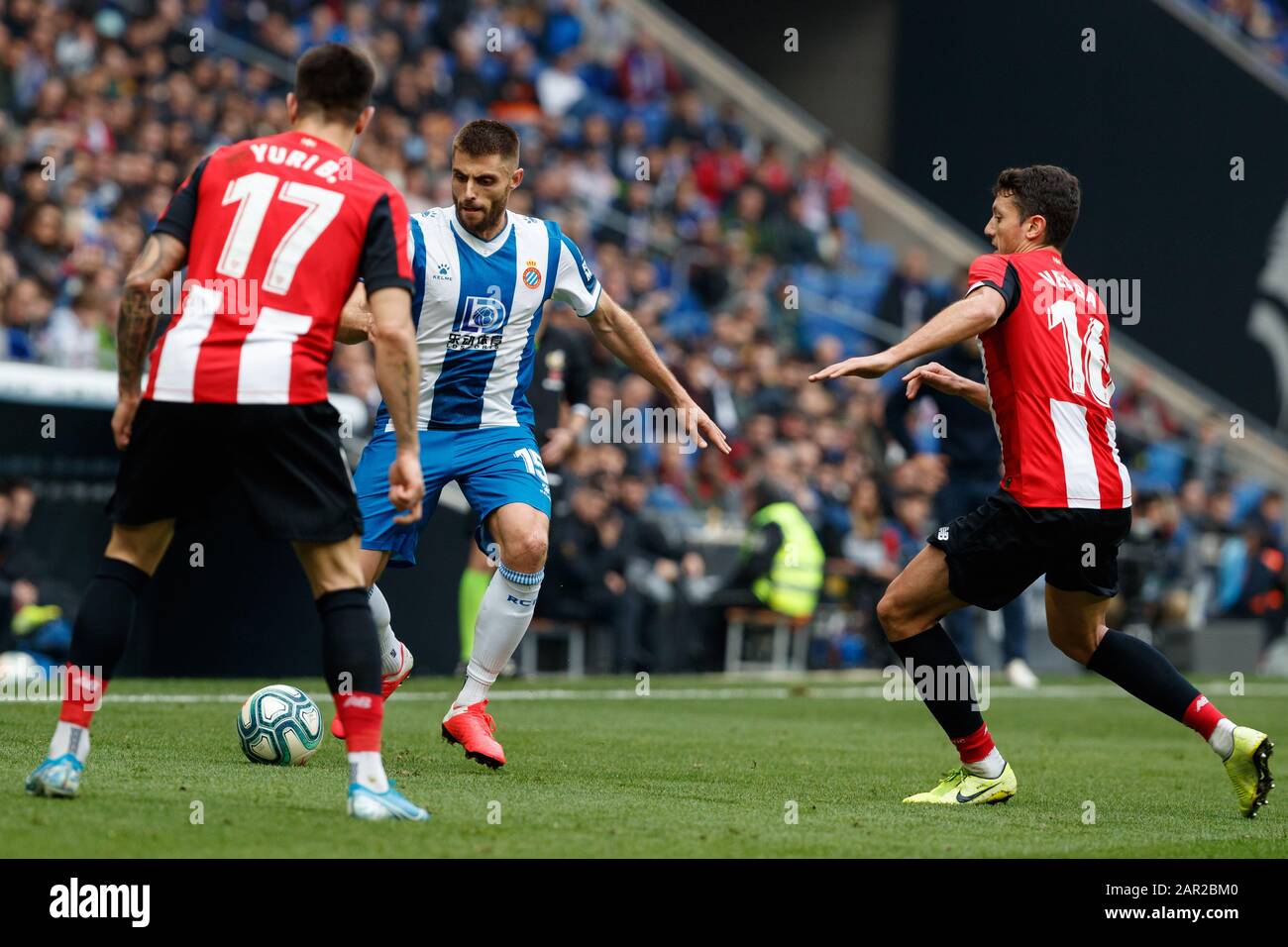BARCELONA, SPAIN - JANUARY 24:.David Lopez of RCD Espanyol during the Liga match between RCD Espanyol and FC Barcelona at RCD Stadium on January 24, 2020 in Barcelona, Spain. (Photo by DAX/ESPA-Images) Stock Photo