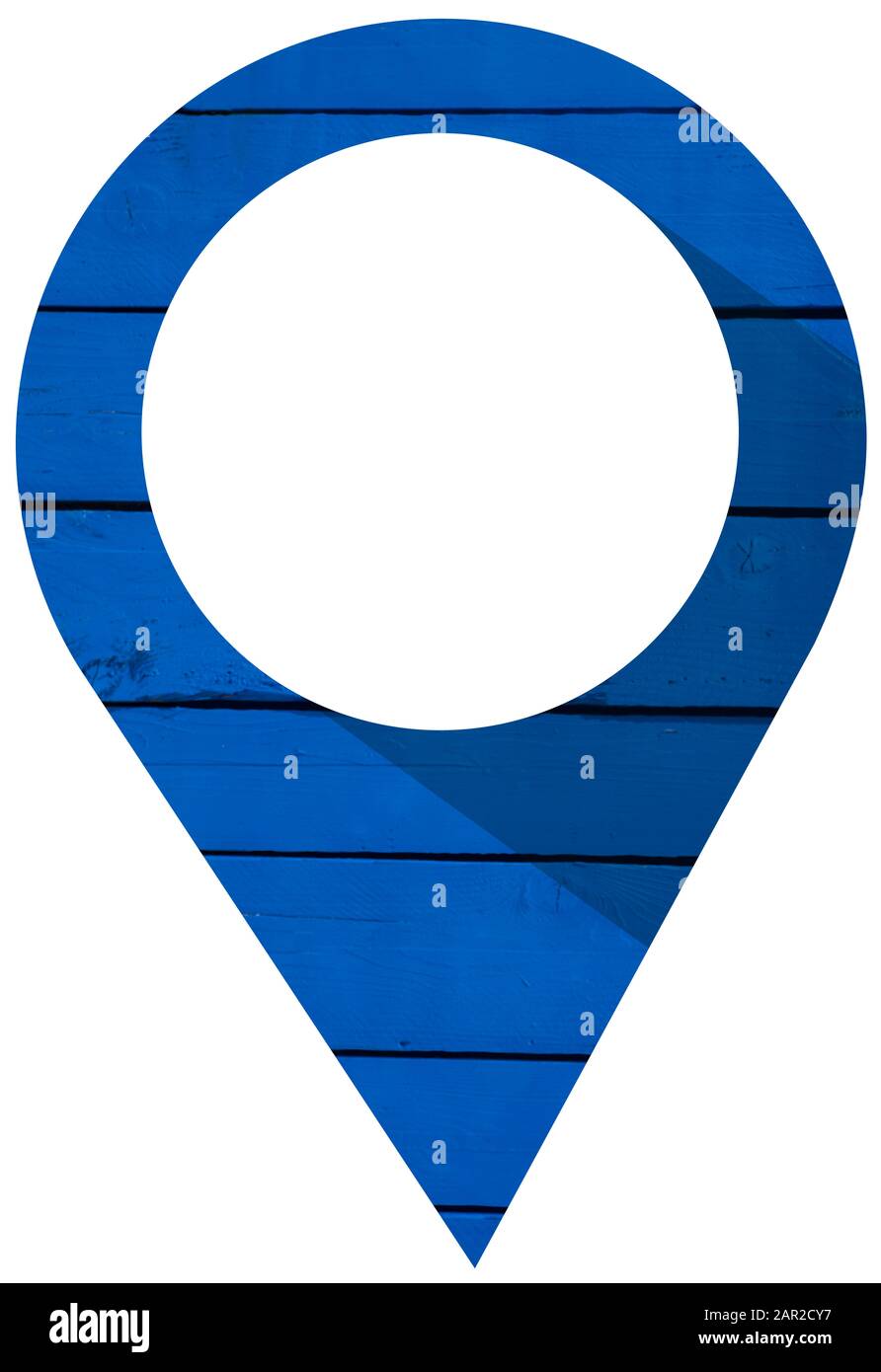 Pin icon in rusticblue wood texture Stock Photo