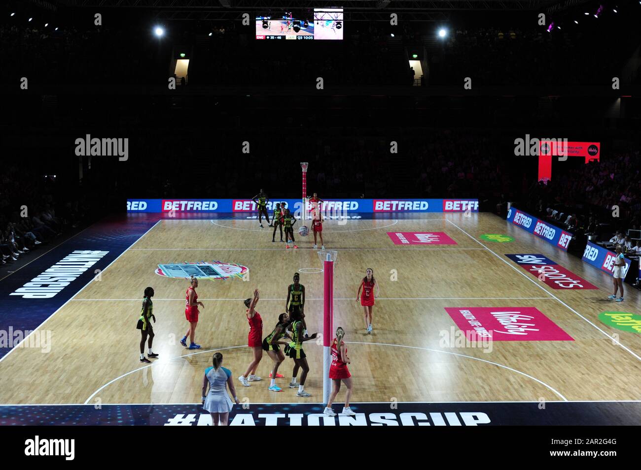 A general view of action during Vitality Netball Nations Cup match at
