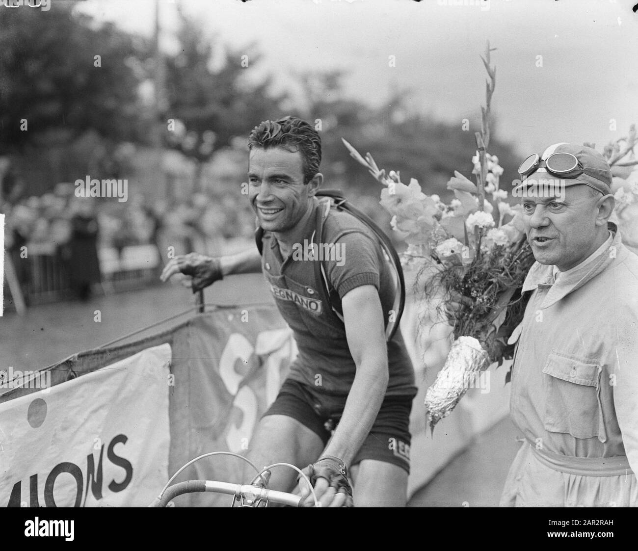 Tour de France, winner of the 2nd stage (Reims Liège), Adolfo Leoni (Italy) Date: 14 July 1950 Location: Belgium, Liège Keywords: sport, cycling Personal name: Leoni Adolfo Stock Photo