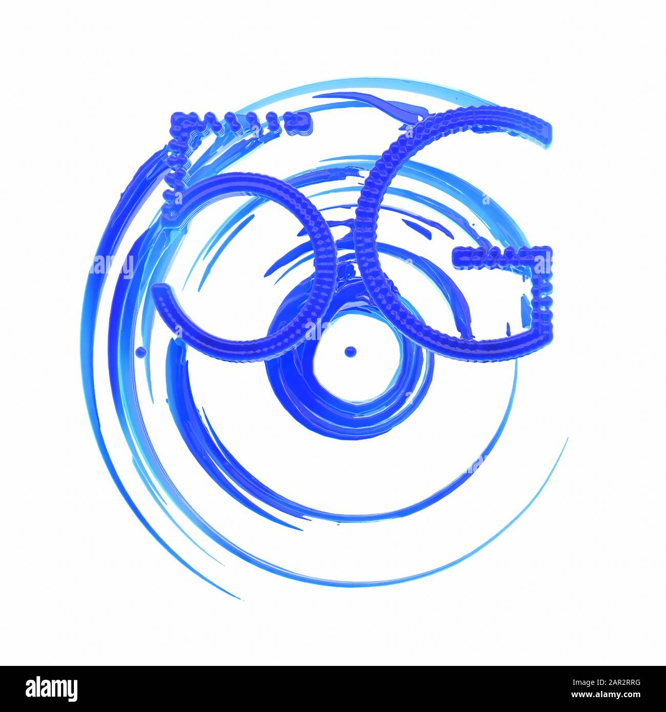 Conceptual image of 5g lettering made by Gold and circular radial radar ...