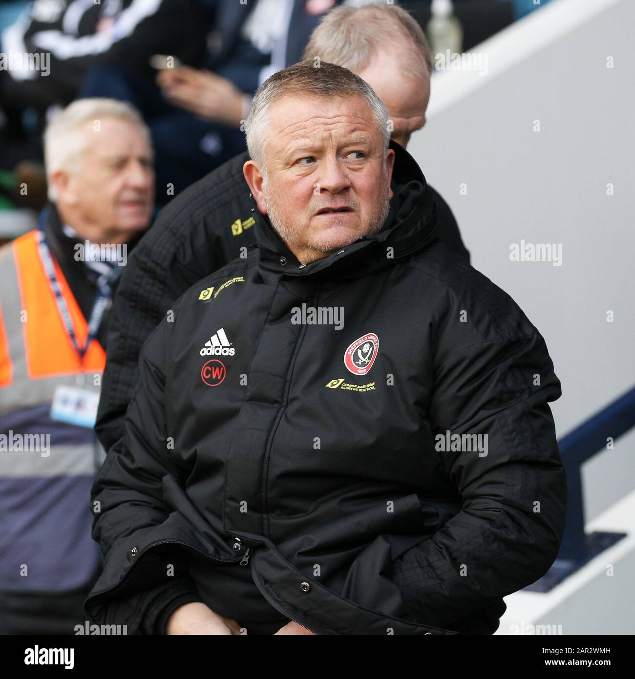 London, UK. 25th Jan, 2020. Sheffield United Manager Chris Wilder during The FA Cup 4th Round match between Millwall and Sheffield Utd at The Den, London, England on 25 January 2020. Photo by Ken Sparks. Editorial use only, license required for commercial use. No use in betting, games or a single club/league/player publications. Credit: UK Sports Pics Ltd/Alamy Live News Stock Photo