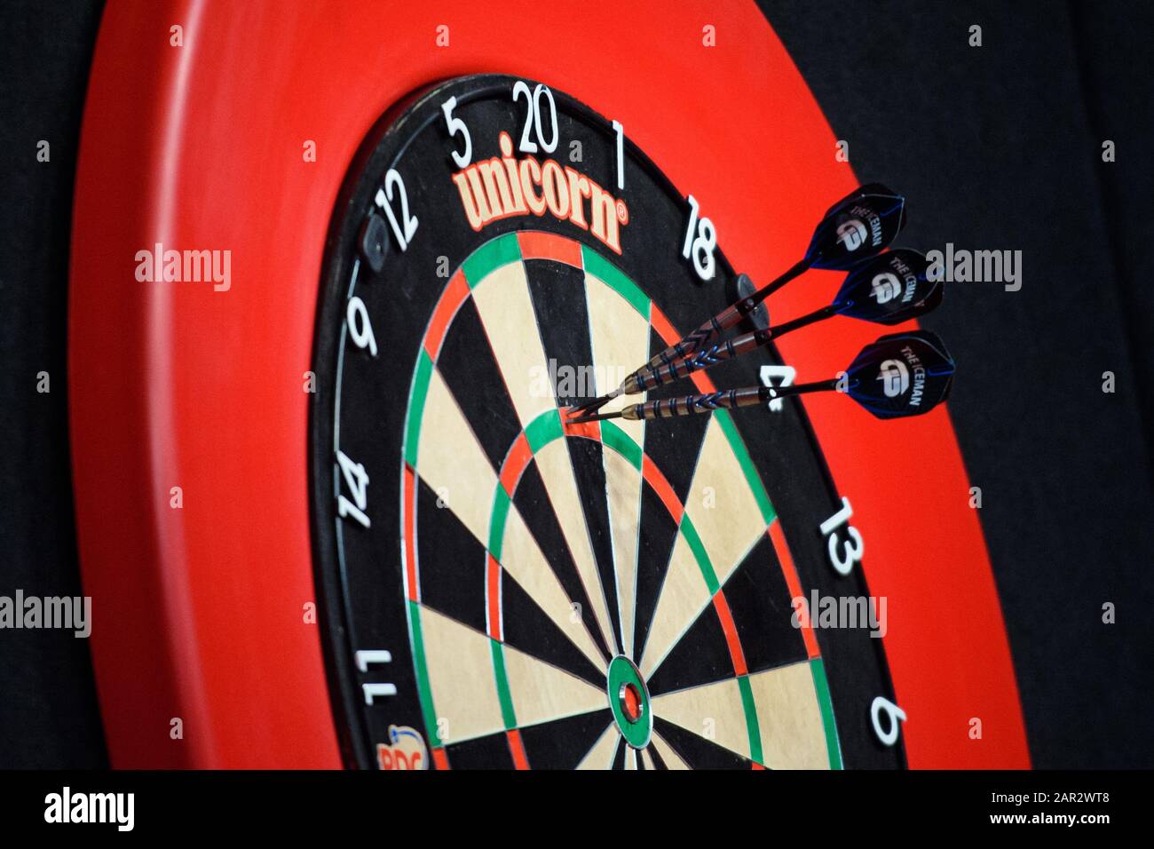Kiel Germany 25th Jan Three Arrows Are Stuck On A Dartboard In The Triple During The Baltic Darts Gala In The Sparkassen Arena Credit Gregor Fischer Dpa Alamy Live News Stock Photo