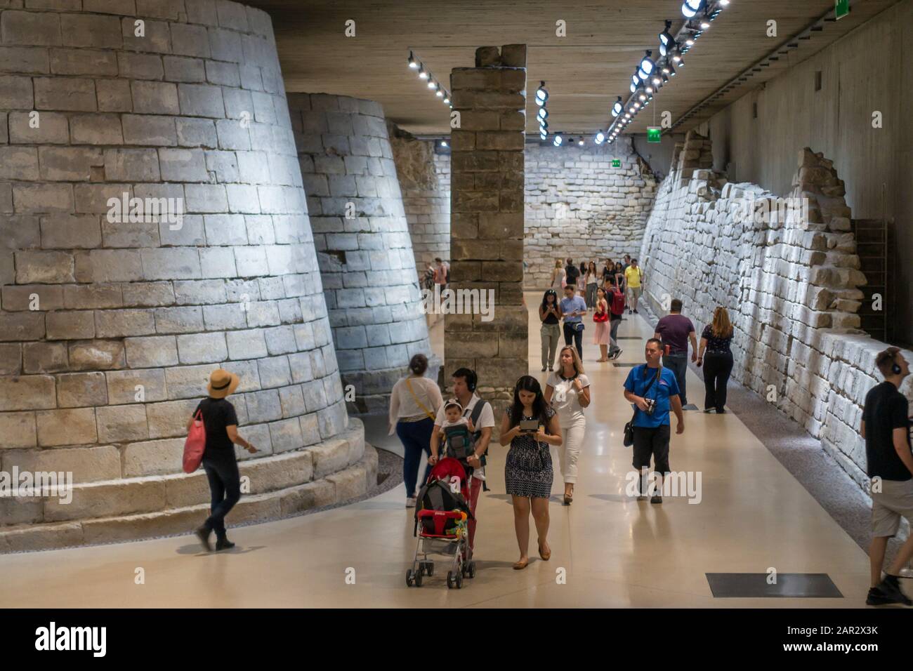 The Medieval Louvre (foundations of the medieval fort) on the lower