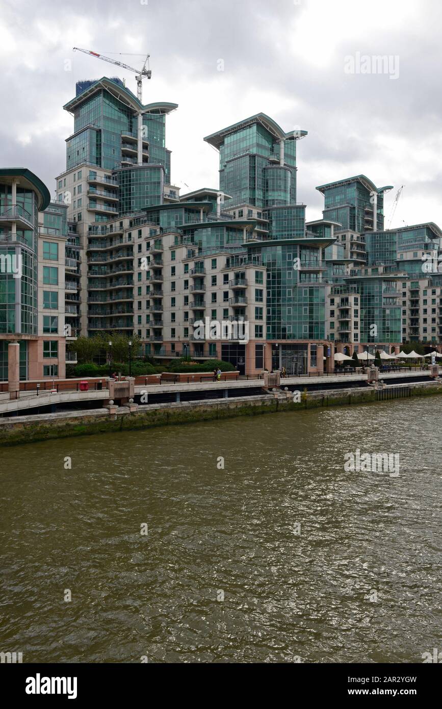 Unusual residential apartments on the south side of the river Thames in London, UK, next to