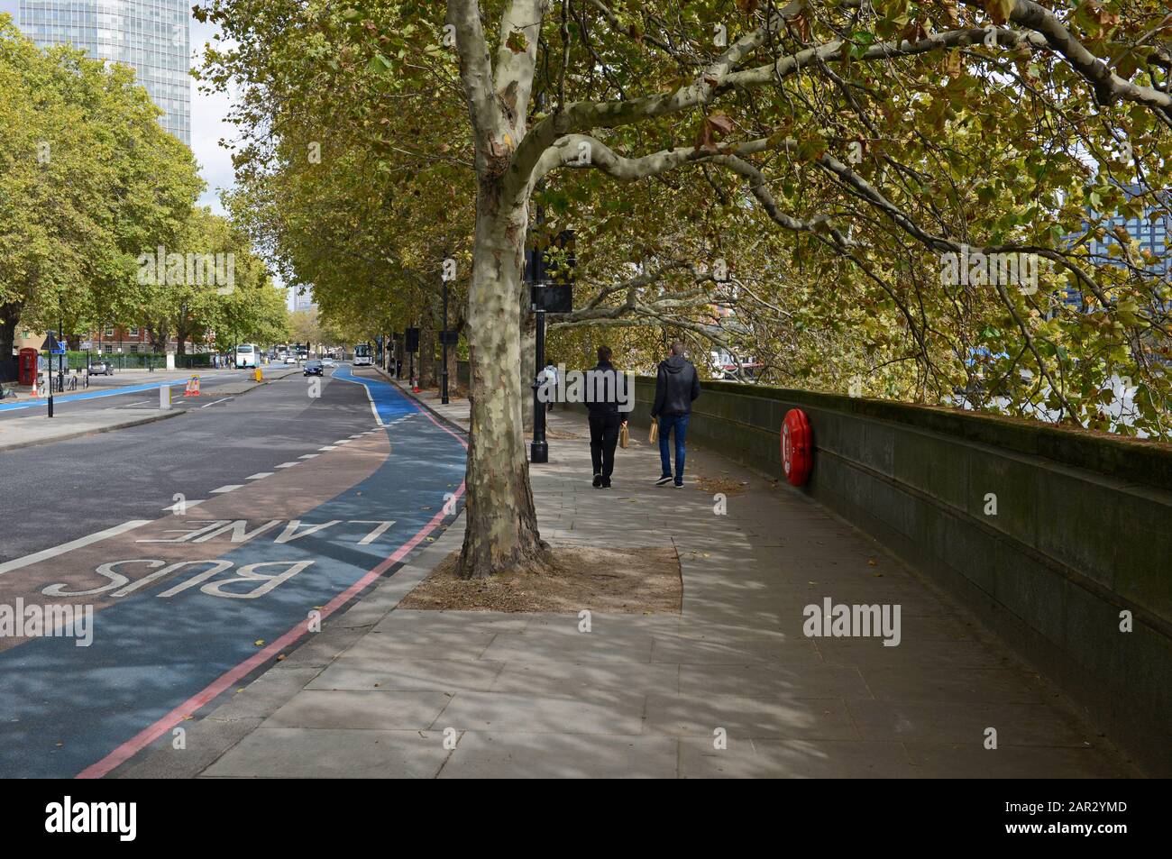 Millbank street in London, in front of Tate Britain. UK. Stock Photo