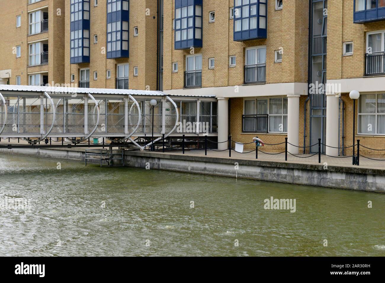 New apartment buildings by the riverside in Rotherhithe, eastern London ...