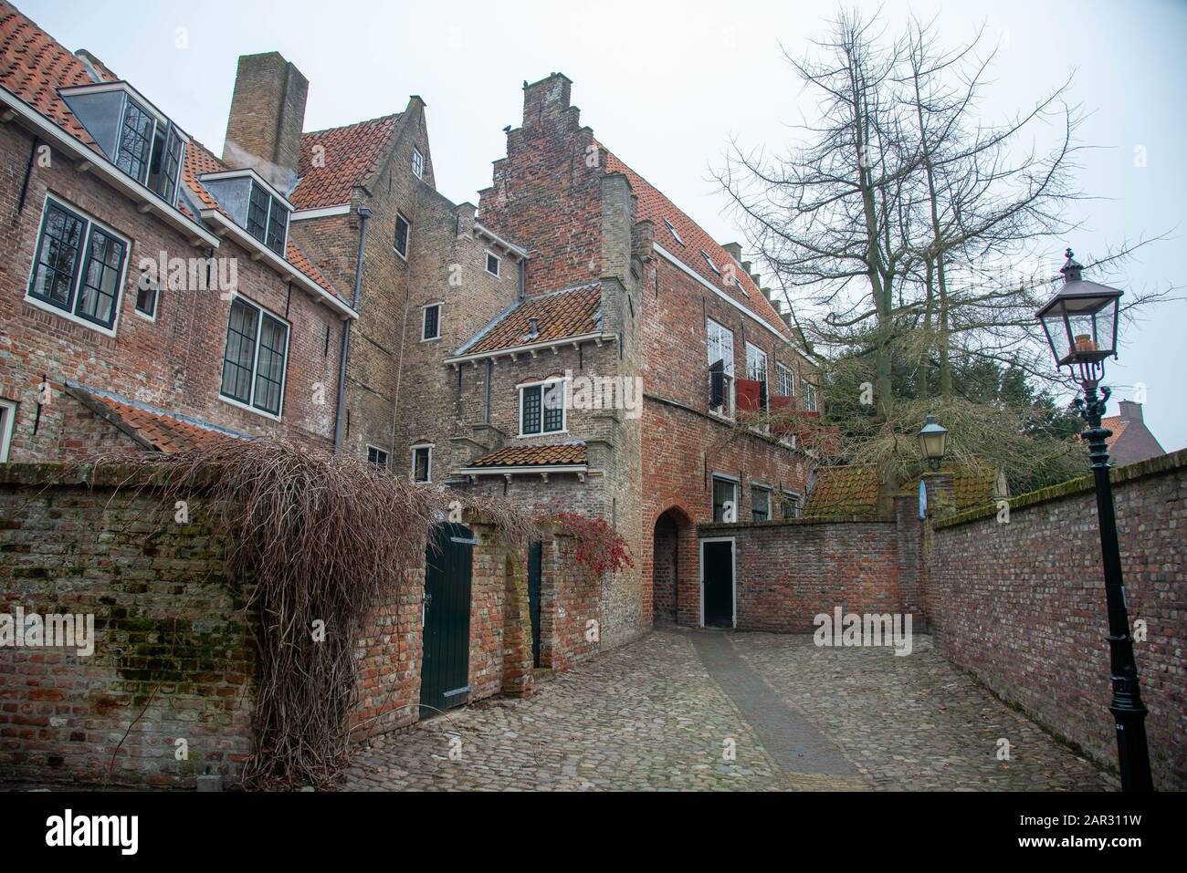 monumental old houses at Kuiperspoort, Middelburg, Holland Stock Photo