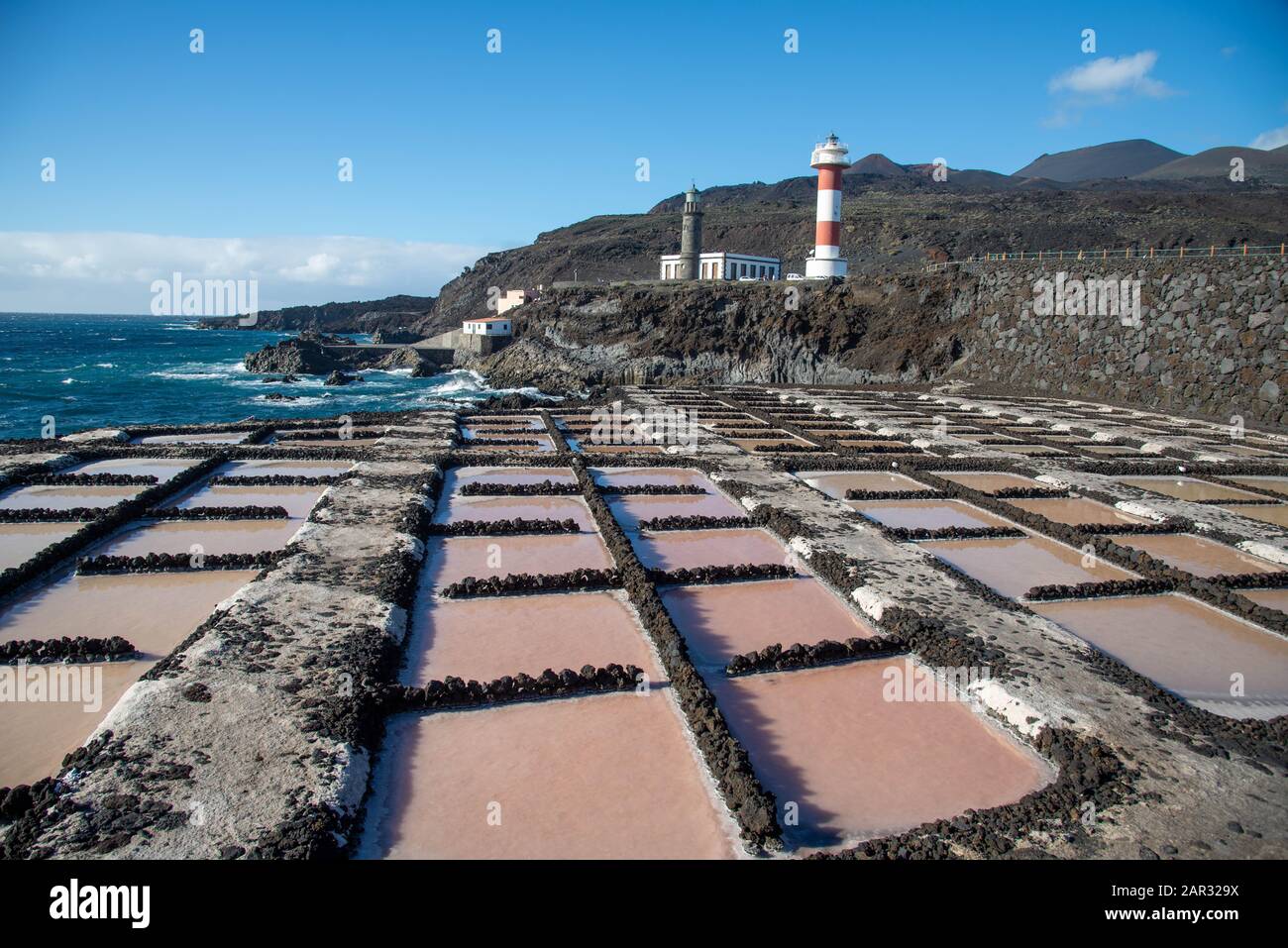 Salinas de Fuencaliente. Saltwinning at Fuencaliente at La Palma, Canary island, Spain Stock Photo