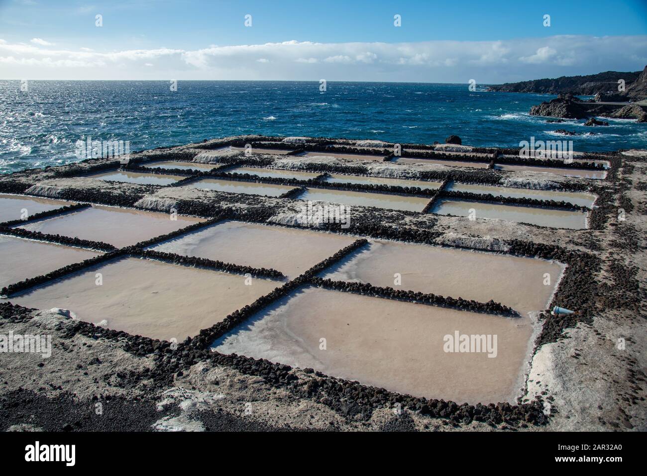 Salinas de Fuencaliente. Saltwinning at Fuencaliente at La Palma, Canary island, Spain Stock Photo