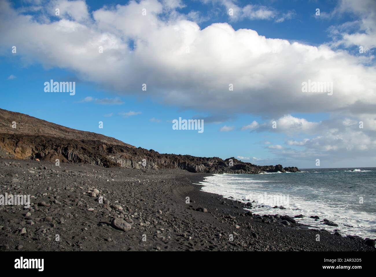black sand beach at Tazacorte, Canary island, Spain Stock Photo