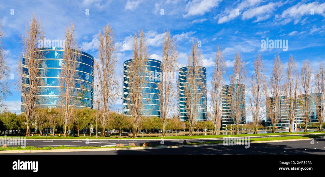 Buildings, The Oracle Corporation - Redwood City, CA, USA Stock Photo