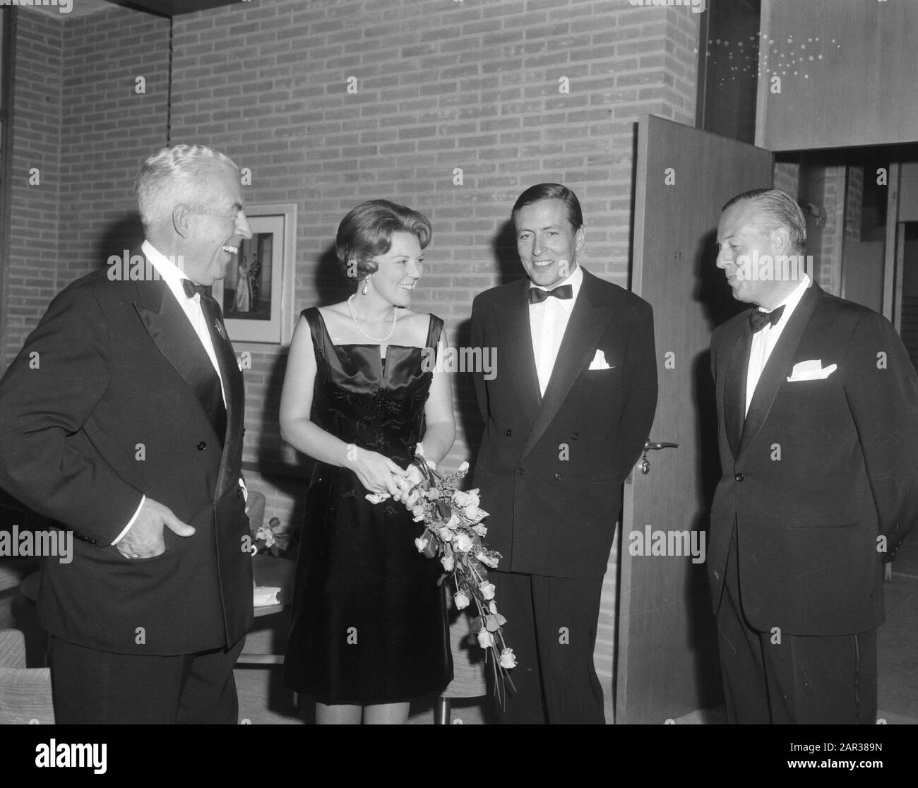 Princess Beatrix and her fiancée Claus von Amsberg at premiere of the film Tokyo Olympiad in Amsterdam  documentaries, princesses, premieres, film, Beatrix, princess, Claus, prince Annotation: Documentary film directed by Kon Ichikawa about the 1964 Summer Olympics in Tokyo Date: 15 October 1965 Location: Amsterdam, Noord-Holland Keywords: documentaries, film, premieres, princesses Personal name: Beatrix, princess, Claus, prince Stock Photo
