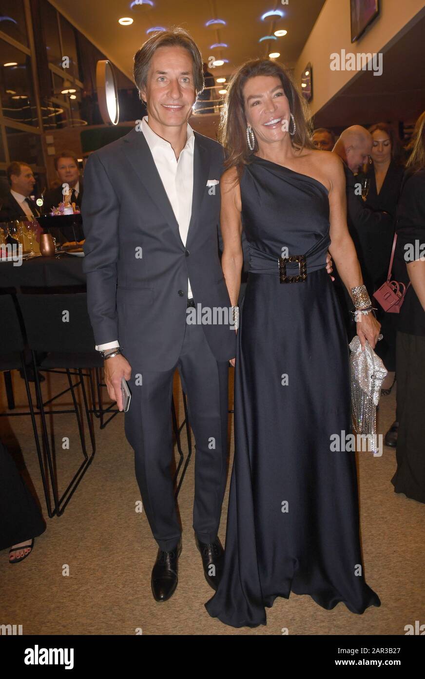 25 January 2020, Austria, Kitzbühel: Karl-Heinz Grasser, former Austrian Minister of Finance, and his wife Fiona Swarovski, entrepreneur, will attend the Kitz Race Party 2020, which took place at the Kitz Race Club on the evening of the men's downhill race on the Streif. Photo: Felix Hörhager/dpa Stock Photo