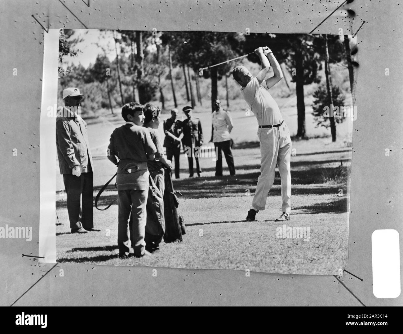 Prince Juan Carlos in action, left General Franco playing golf, Spain Date:  24 August 1970 Location: Spain Keywords: GOLF Person name: Juan Carlos,  prince of Spain Stock Photo - Alamy