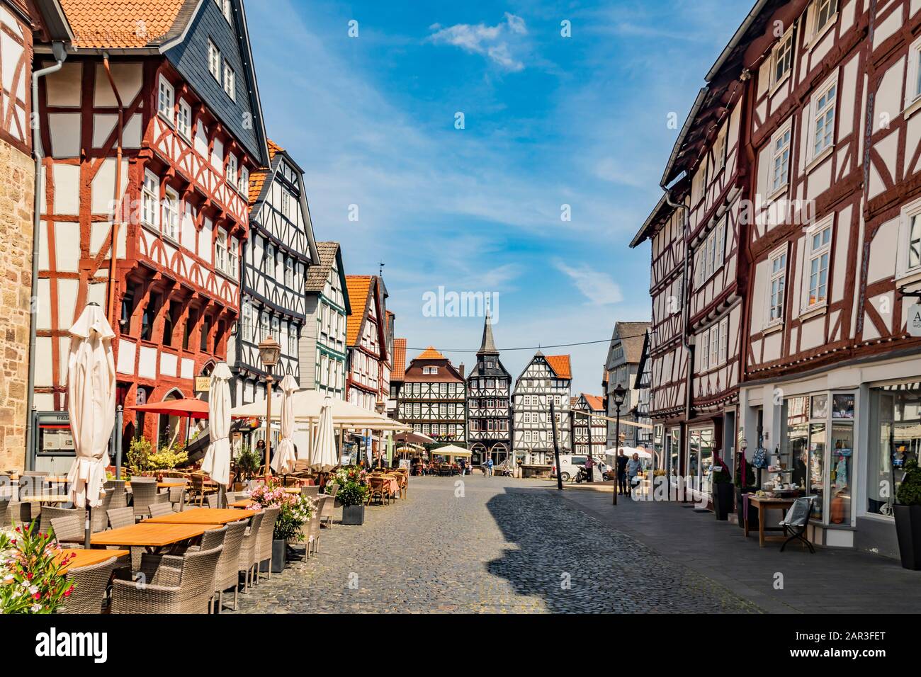 FRITZLAR  2019-07-10  GERMANY  Commercial street in downtown Fritzlar in northern Hesse Stock Photo