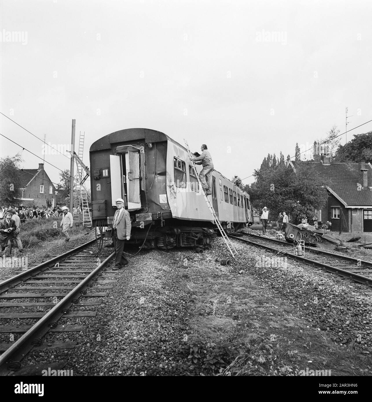 Train derailed in Heeze near Eindhoven Date: May 14, 1978 Location: Eindhoven Keywords: trains Stock Photo