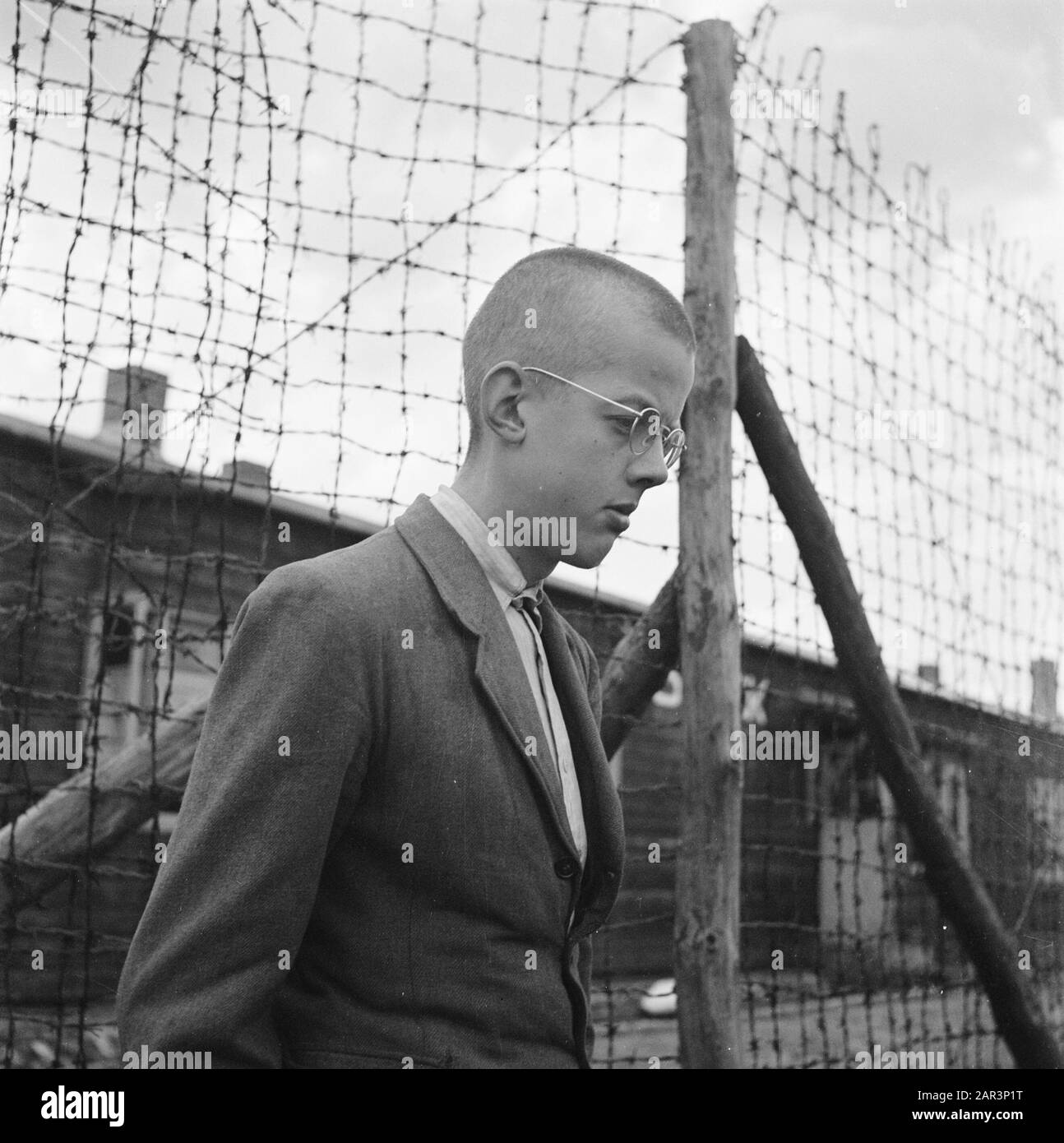 Camp Amersfoort, internment camp for war criminals and collaborators  [Balschoren boy with glasses] Date: 1945 Location: Amersfoort Keywords: internment camps Stock Photo
