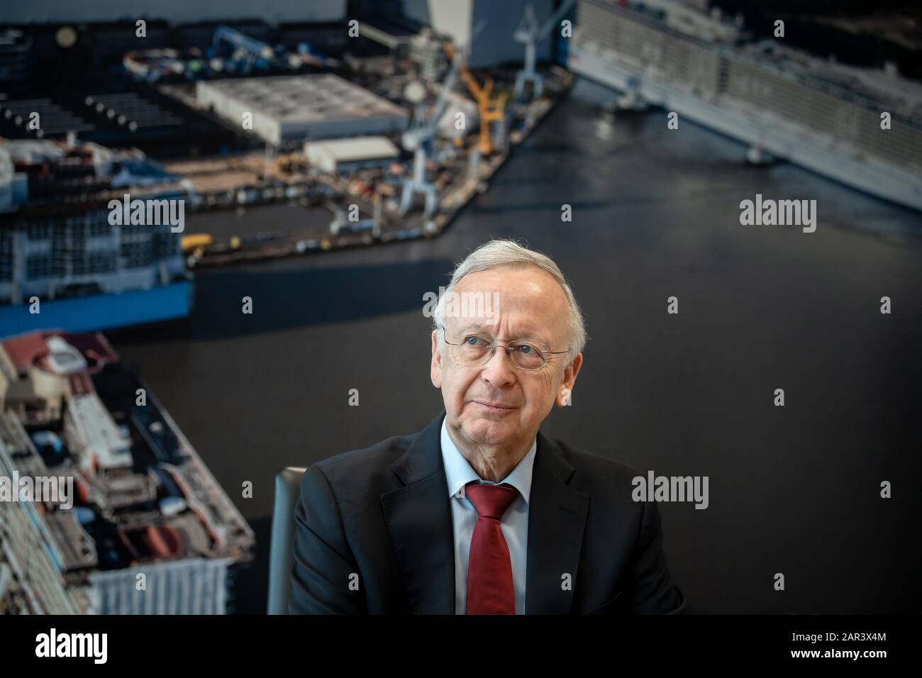 Papenburg, Germany. 22nd Jan, 2020. Bernard Meyer, Managing Director of Meyer Werft Papenburg, gives an interview. The Meyer shipyard in Emsland - known for building giant cruise ships - celebrates the 225th anniversary of the company's foundation on 28 January. Credit: Sina Schuldt/dpa/Alamy Live News Stock Photo