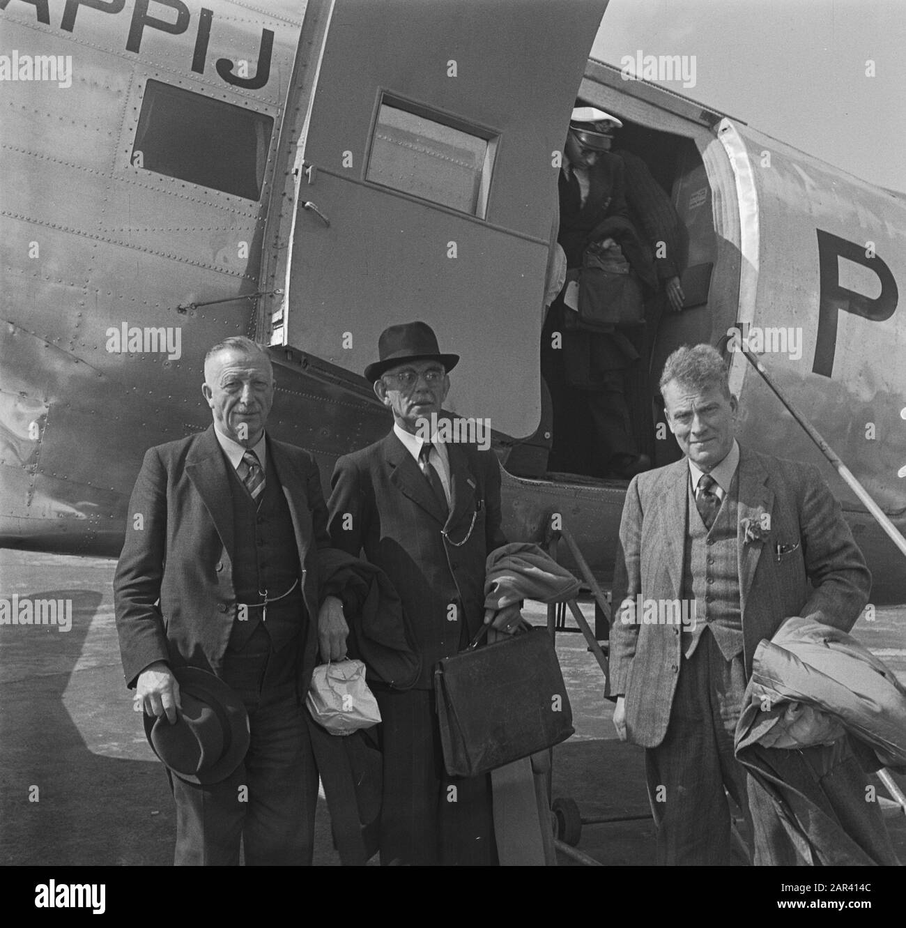 Passengers airplane Black and White Stock