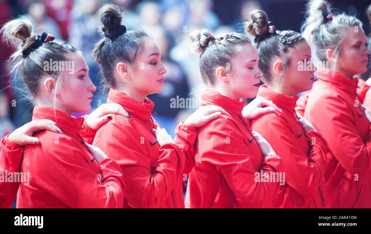 Columbus, Ohio, USA. 25th Jan, 2020. Ohio State Women's Gymnastics Team