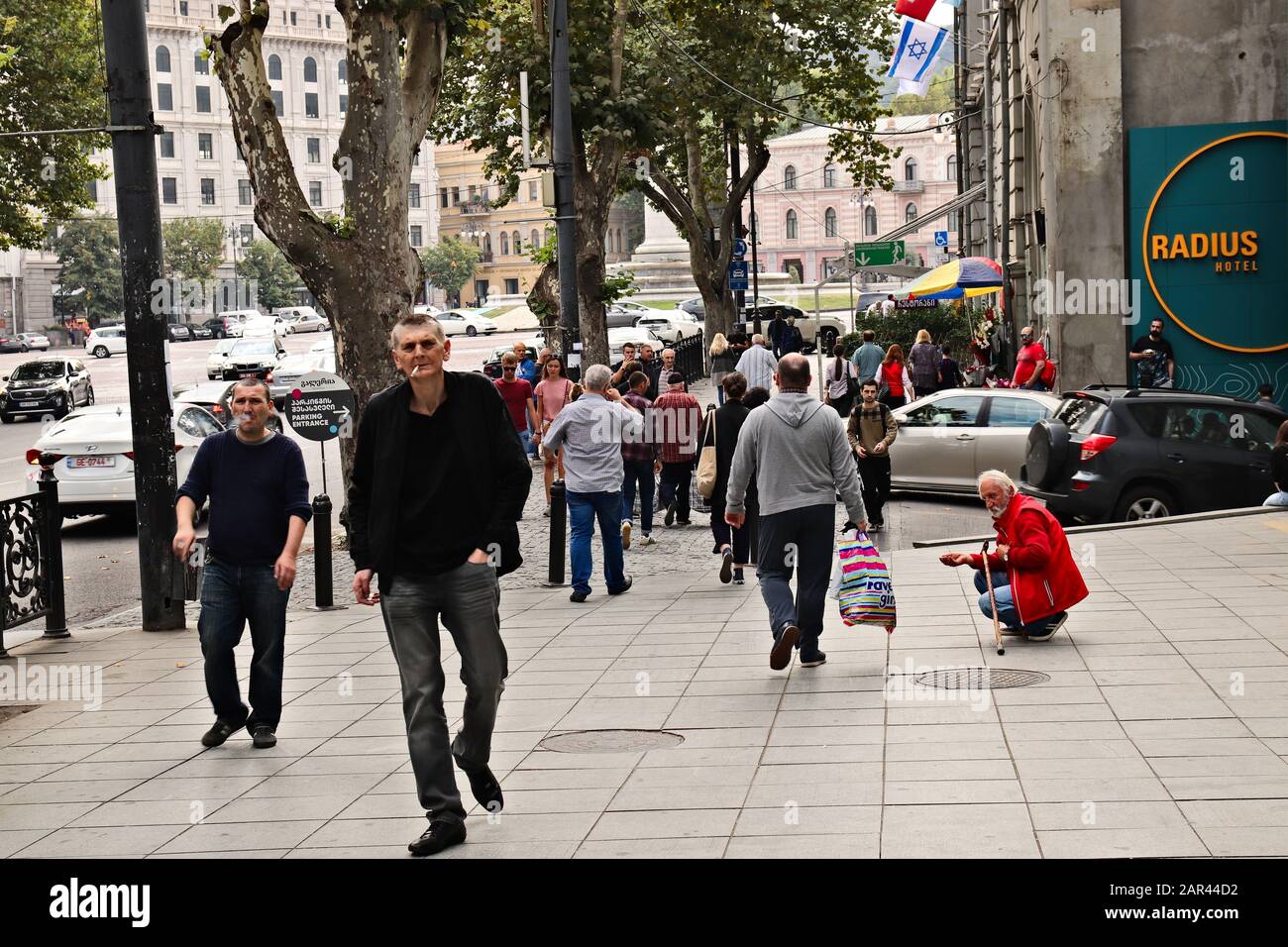 TBILISI, GEORGIA - Sep 24, 2019: A cluster of hotels near the old