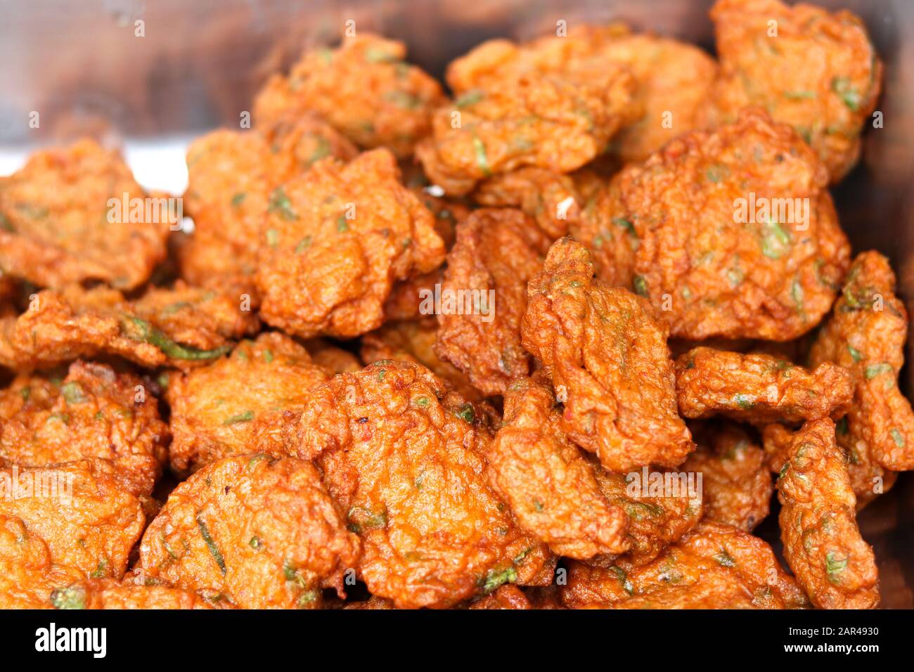 Fish cake placed on the container. Fish cake is herbal food to eat