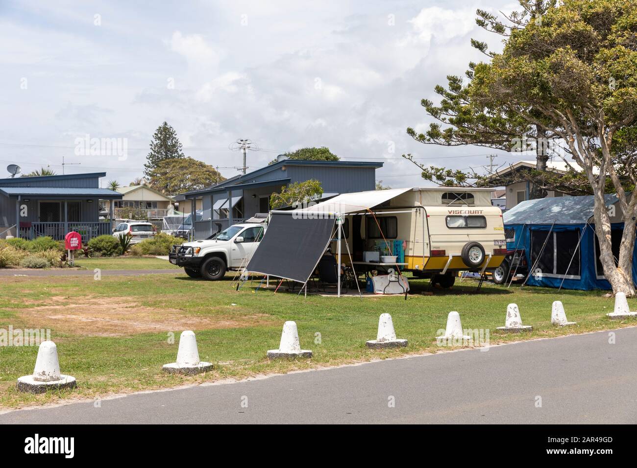 Caravan and camping site at Lennox Head in Northern New South Wales,Australia,2020 Stock Photo