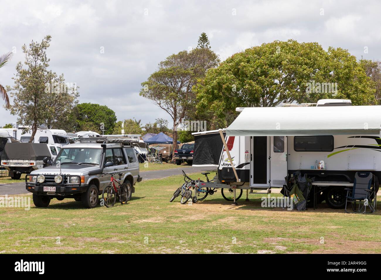 Caravan and camping site at Lennox Head in Northern New South Wales,Australia,2020 Stock Photo