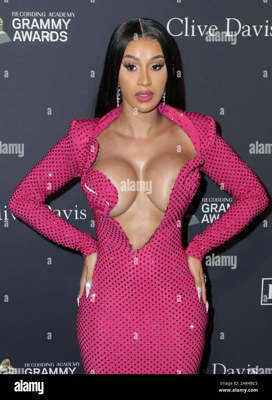 Cardi B walking the red carpet at the Clive Davis' 2020
