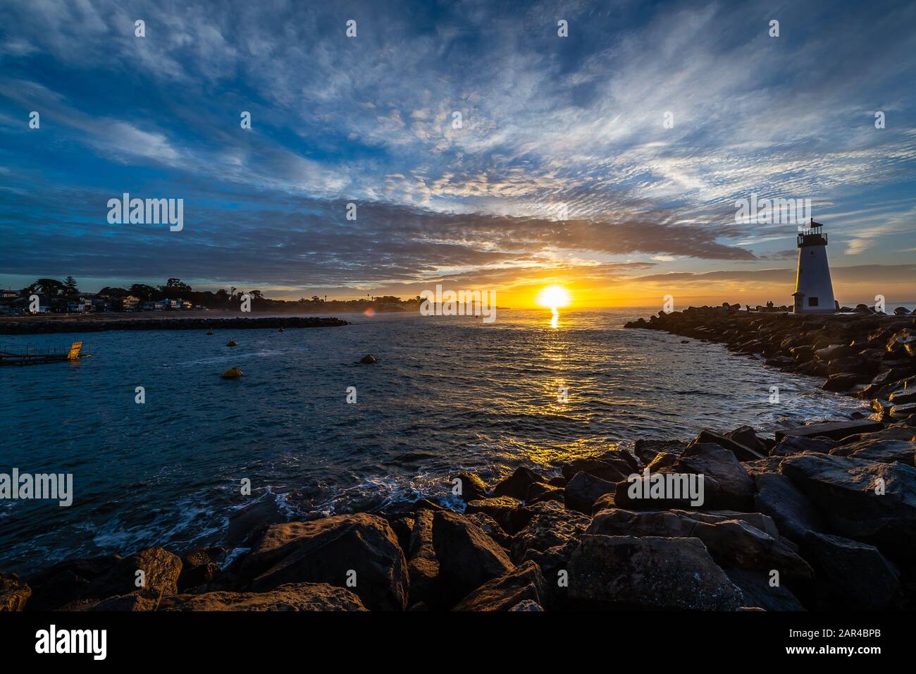 Breakwater Lighthouse at Dawn Stock Photo - Alamy