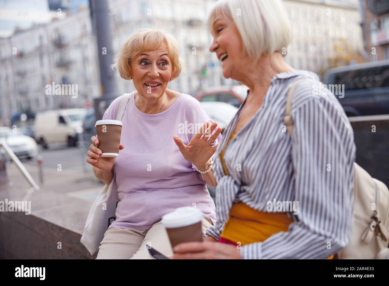 Cheerful adult woman gray hi-res stock photography and images - Alamy
