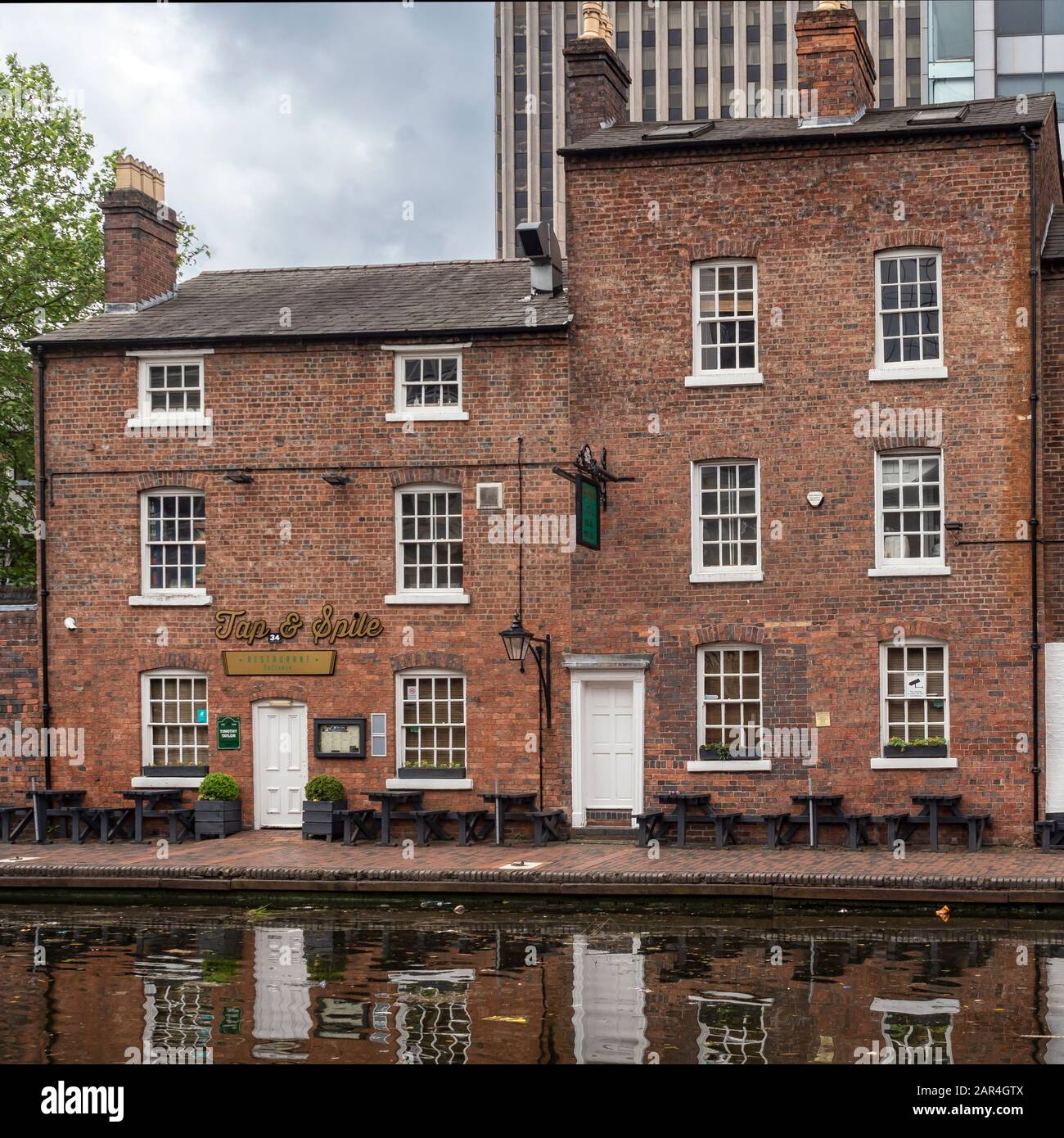 BIRMINGHAM, UK -MAY 28, 2019:  Tap and Spile pub in Brindley Place. Stock Photo