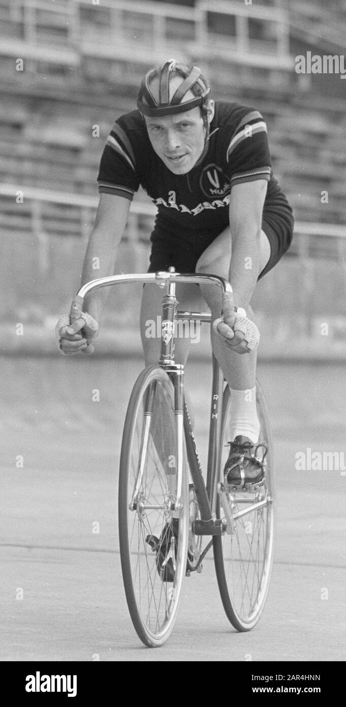 Dries Helsloot. Training Dutch cycling championships in Olympisch Stadion, Amsterdam.; Stock Photo