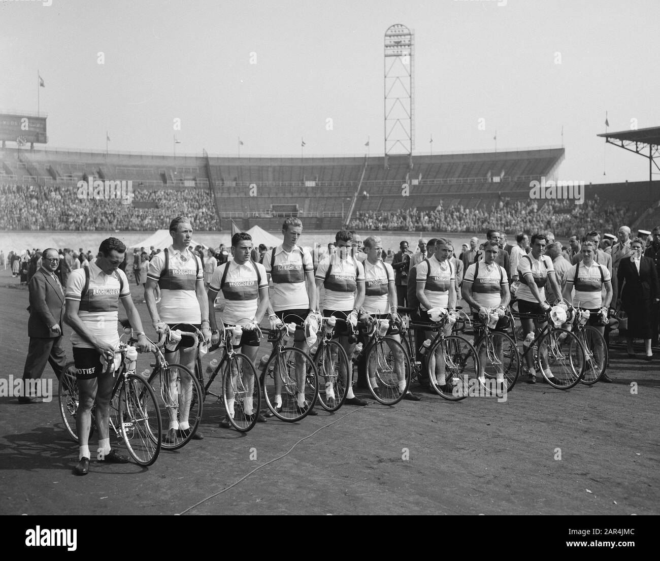 Tour de France, departure from Amsterdam, Dutch team at the start in Stadion.; Stock Photo