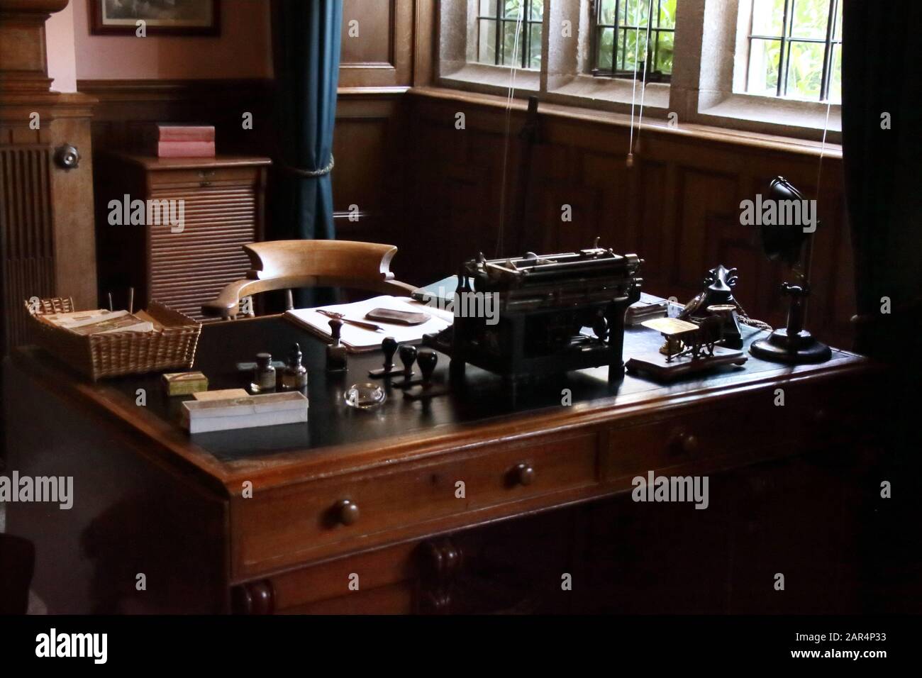 Vintage office in a late Victorian country house in Cornwall. Stock Photo