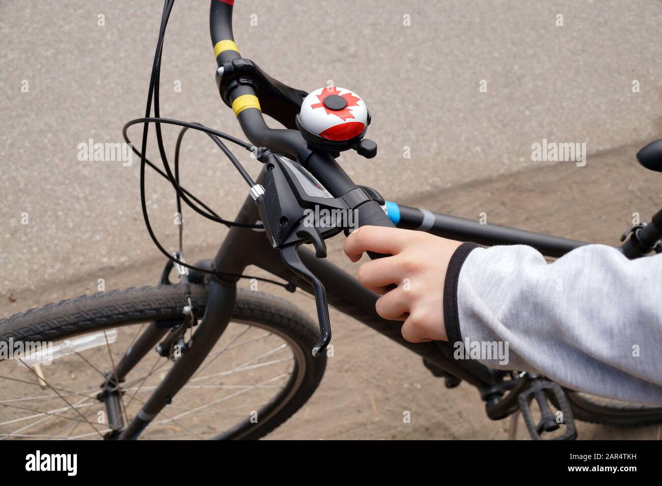 Beginning of bicycle tours in Vancouver, Canada. Teenager and bike. Stock Photo