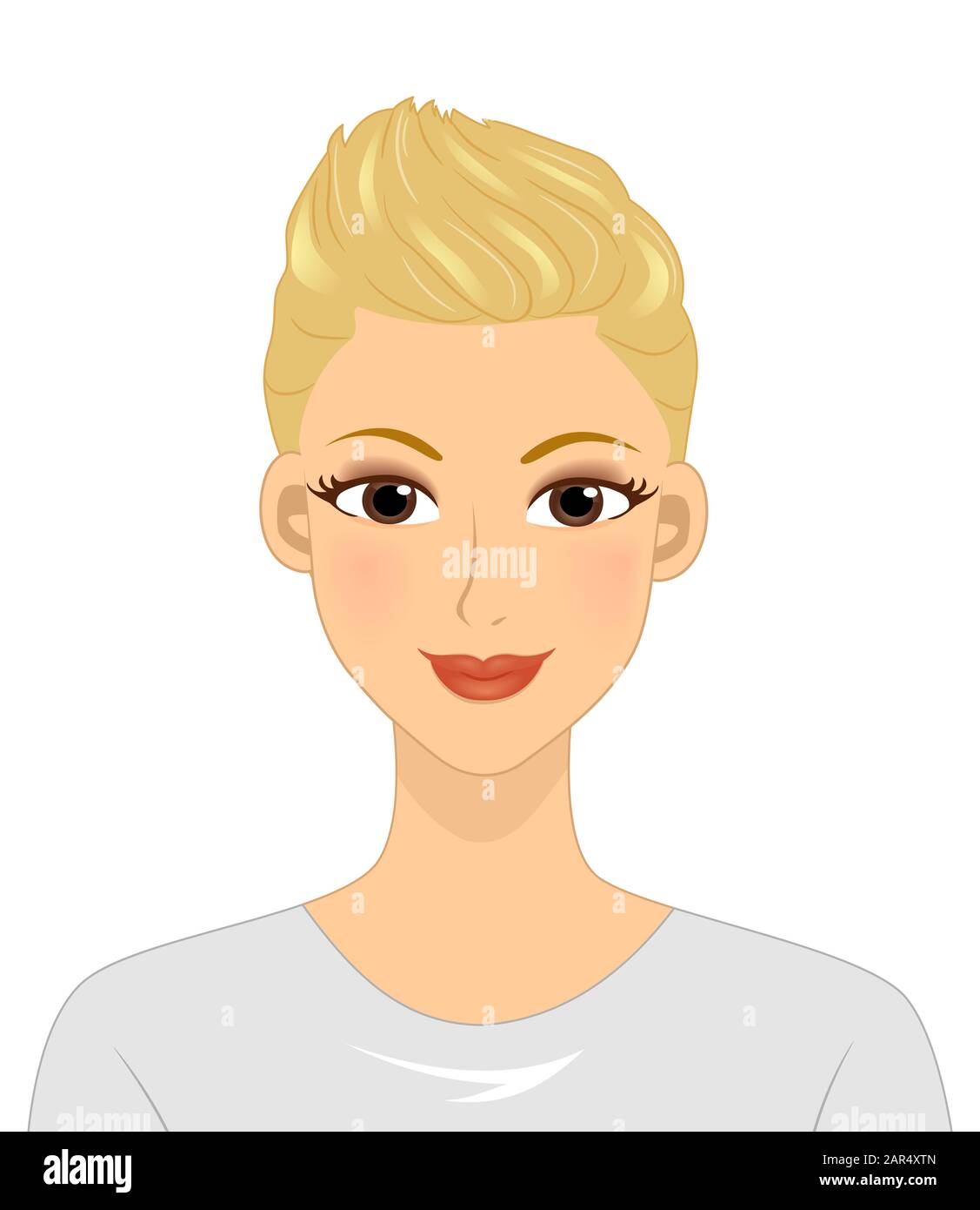 Illustration Of A Girl Smiling With A Short Brushed Up Undercut