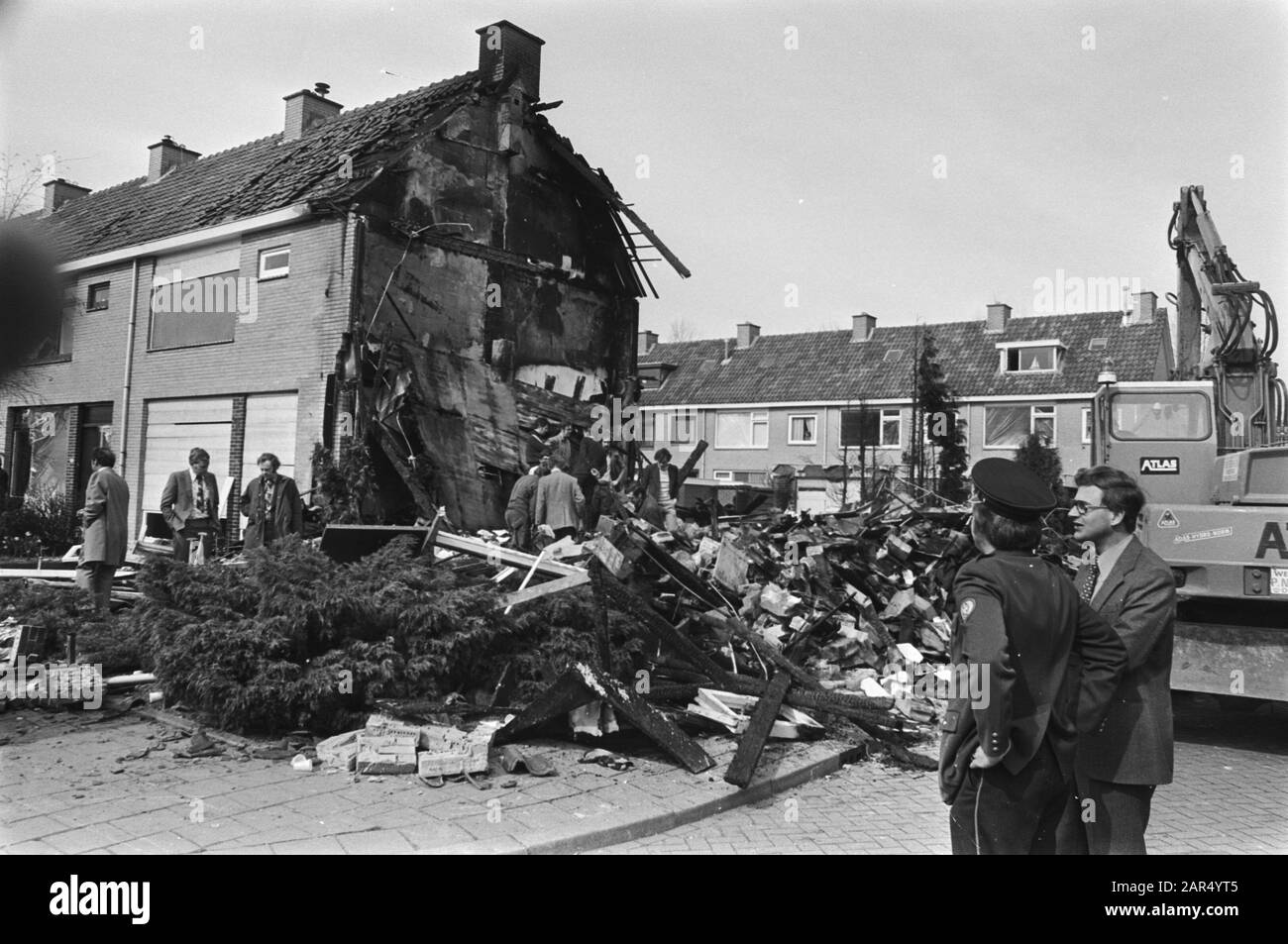 Gas explosion in Ridderkerk; overview havoc Date: April 4, 1976 Location: Ridderkerk Keywords: Gas explosions Stock Photo