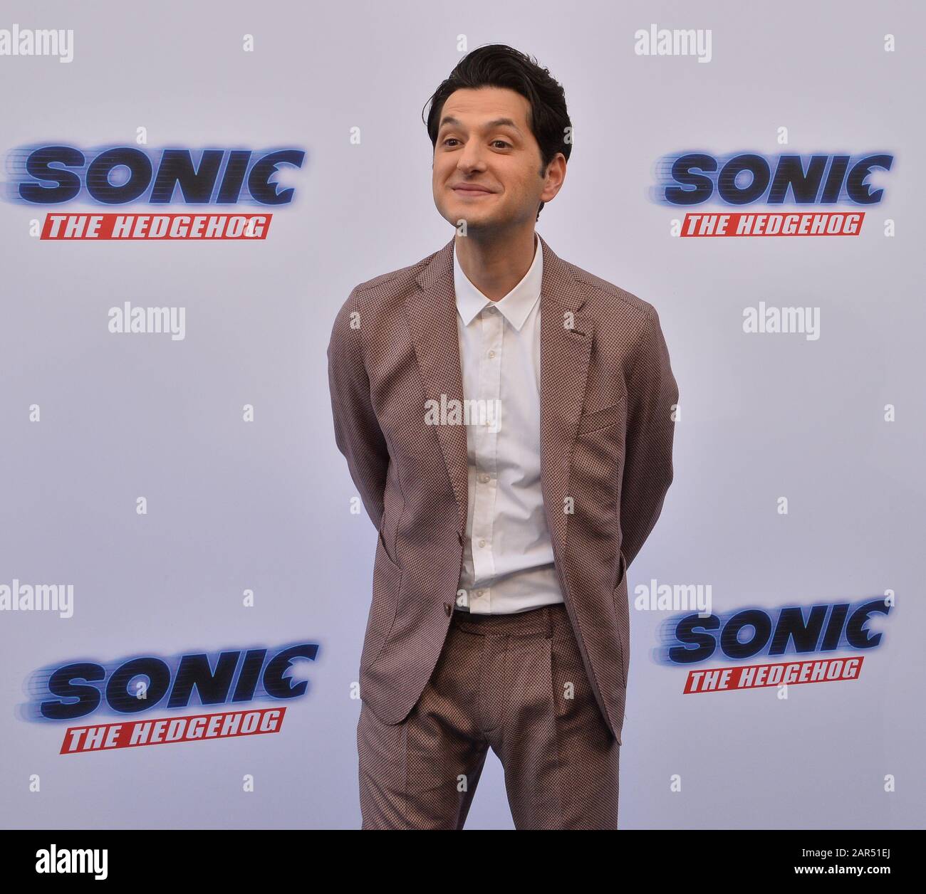 Cast member Ben Schwartz attends the 'Sonic the Hedgehog' family day event on the Paramount Pictures lot in Los Angeles on Saturday, January 25, 2020. Storyline: Based on the global blockbuster videogame franchise from Sega, 'Sonic the Hedgehog' tells the story of the world's speediest hedgehog as he embraces his new home on Earth. Photo by Jim Ruymen/UPI Credit: UPI/Alamy Live News Stock Photo