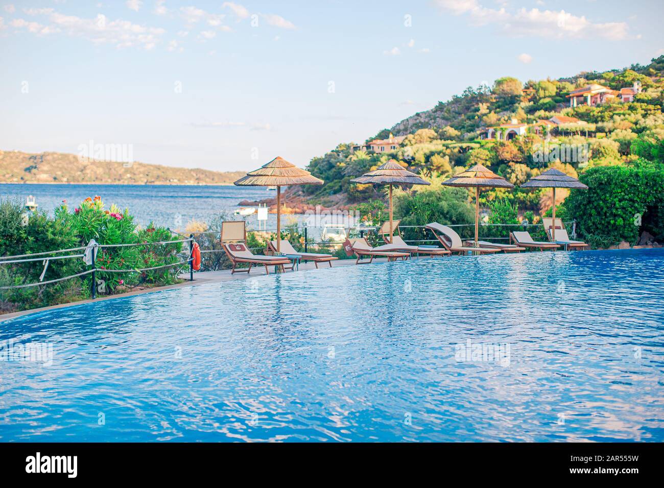 Beautiful luxury landscape around pool in hotel resort in Italy Stock ...