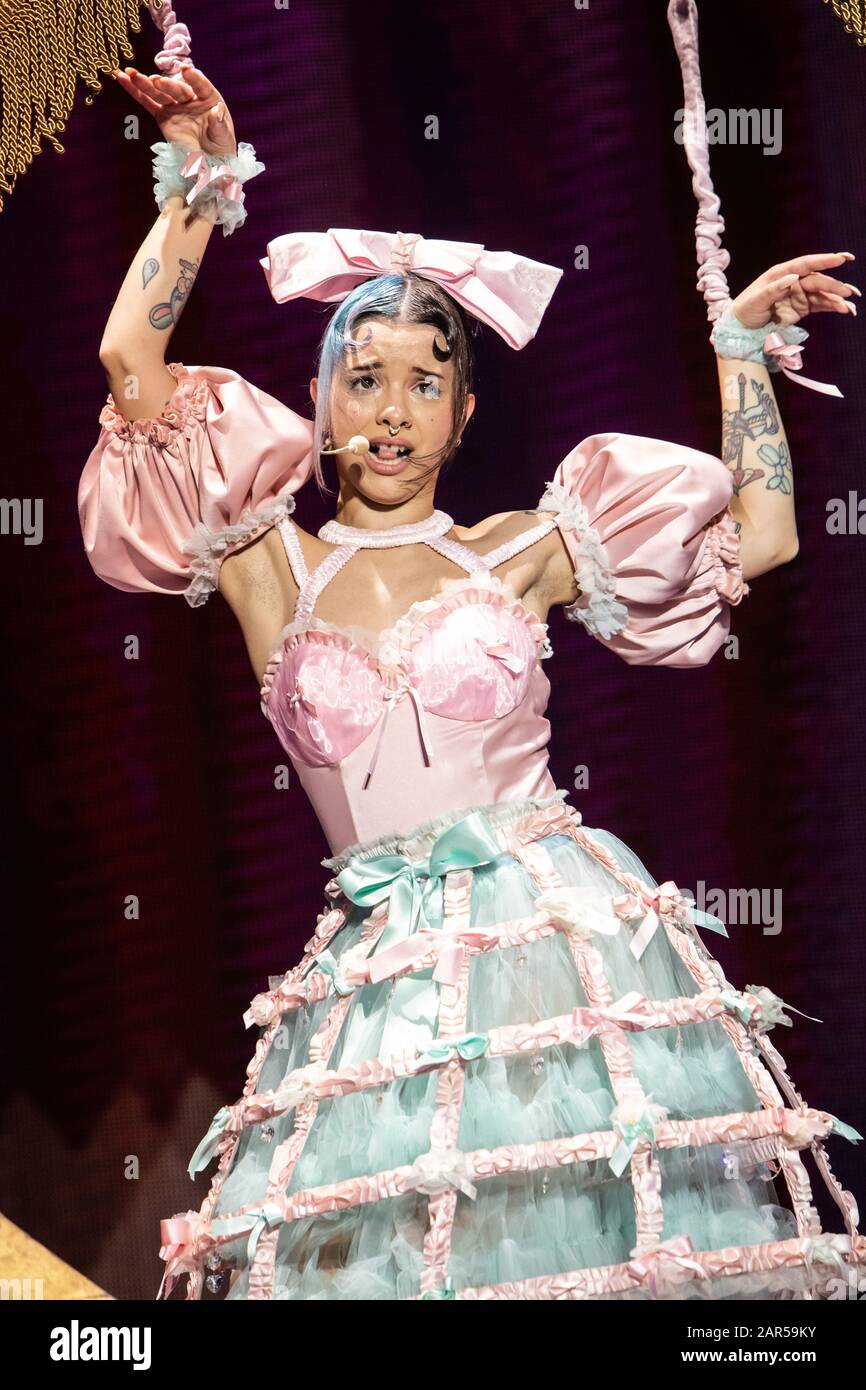 Milan Italy. 25 January 2020. The American pop singer-songwriter and  actress MELANIE MARTINEZ performs live on stage at Lorenzini District  during the "K-12 Tour Stock Photo - Alamy
