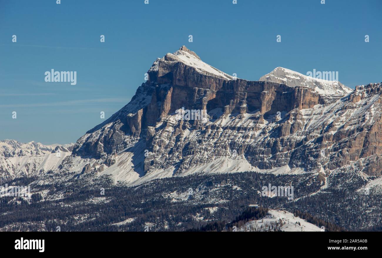 Italy Dolomites corvara skiing area wolkenstein Winter Mountains Landscape Italian alpes Stock Photo