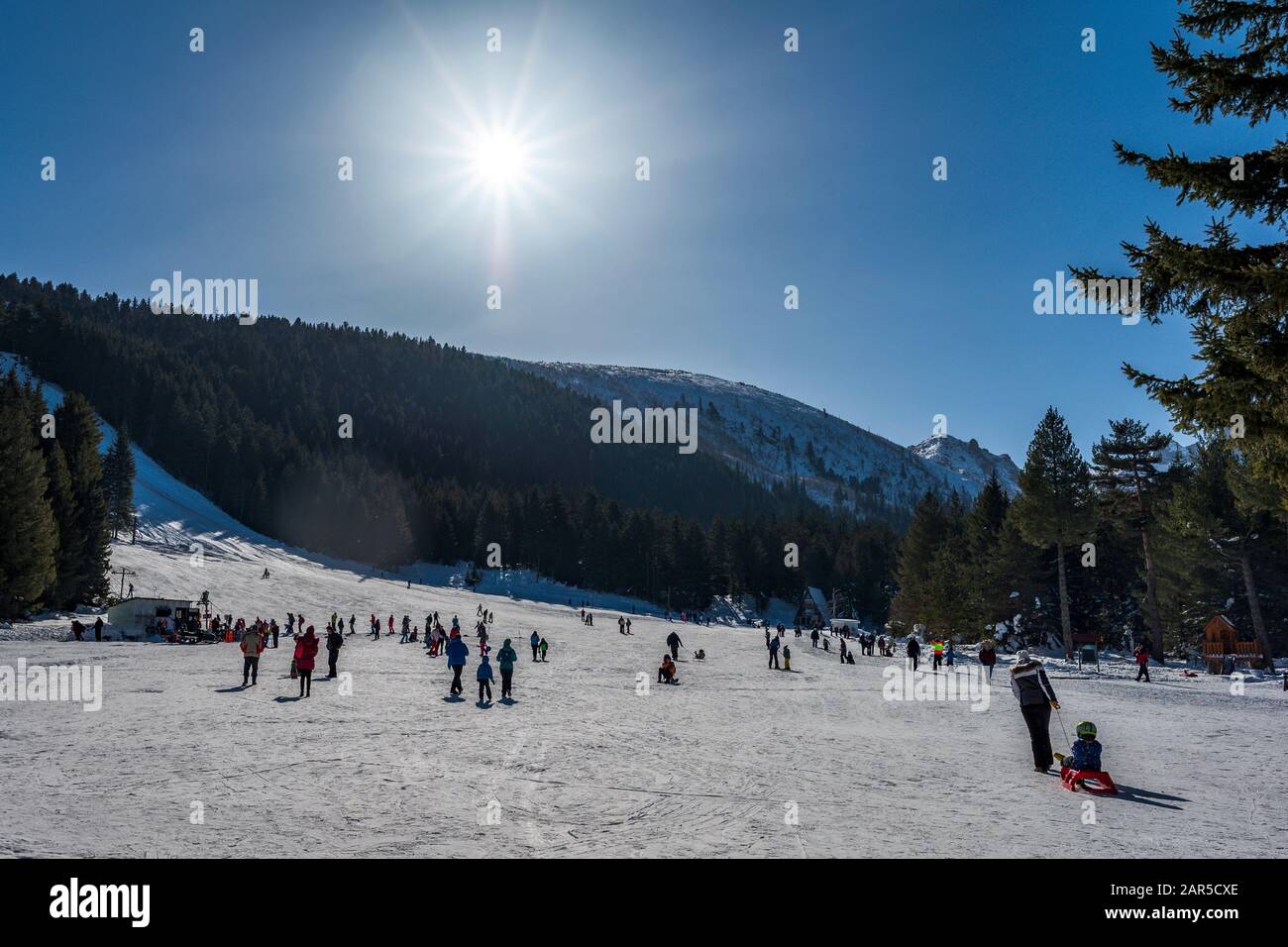 Ski center in Malyovitsa region of Rila mountain, Bulgaria Stock Photo