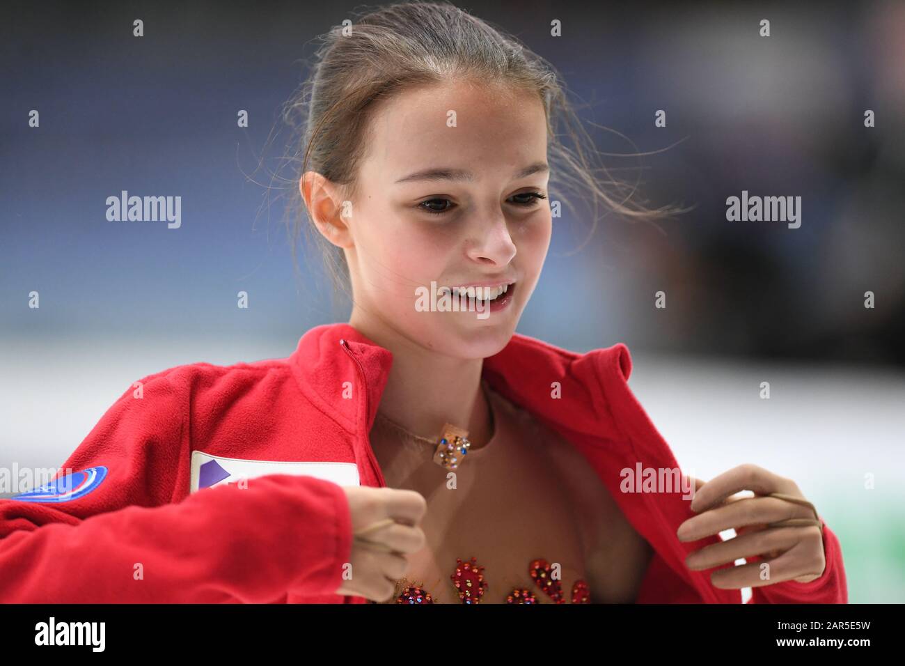 Anna SHCHERBAKOVA from Russia, during Ladies Practice at the ISU