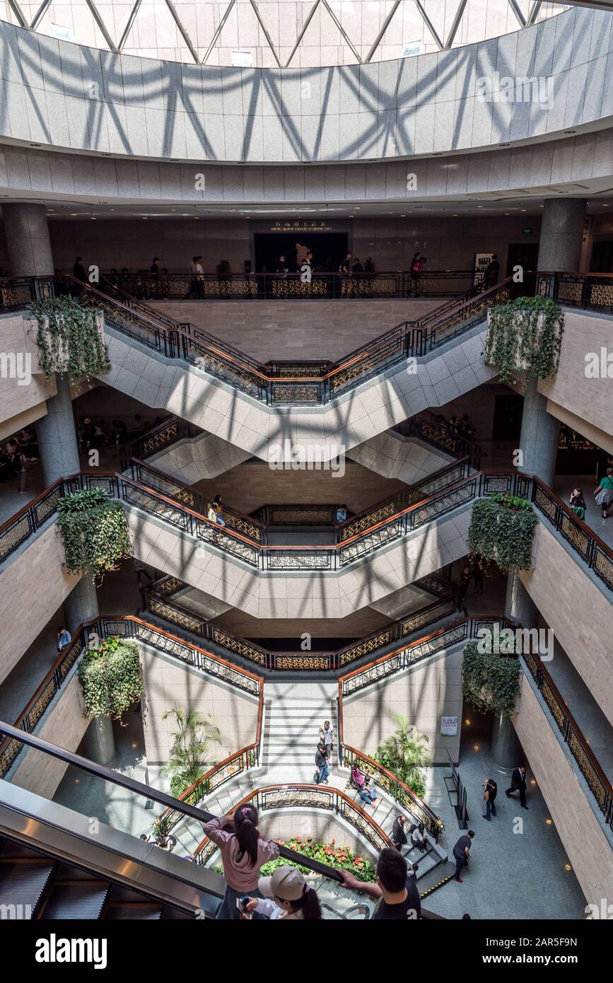 Grand atrium and stairways of Shanghai Museum Stock Photo